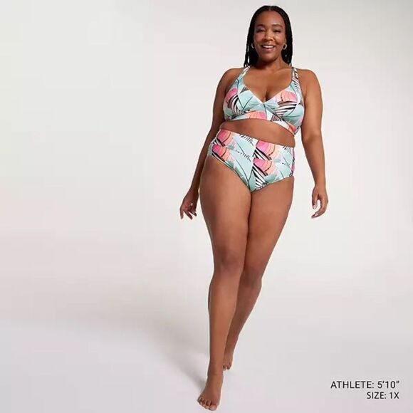 CALIA Women's Mid Rise Wide Banded High Leg Swim Bottoms - Picture 1 of 14